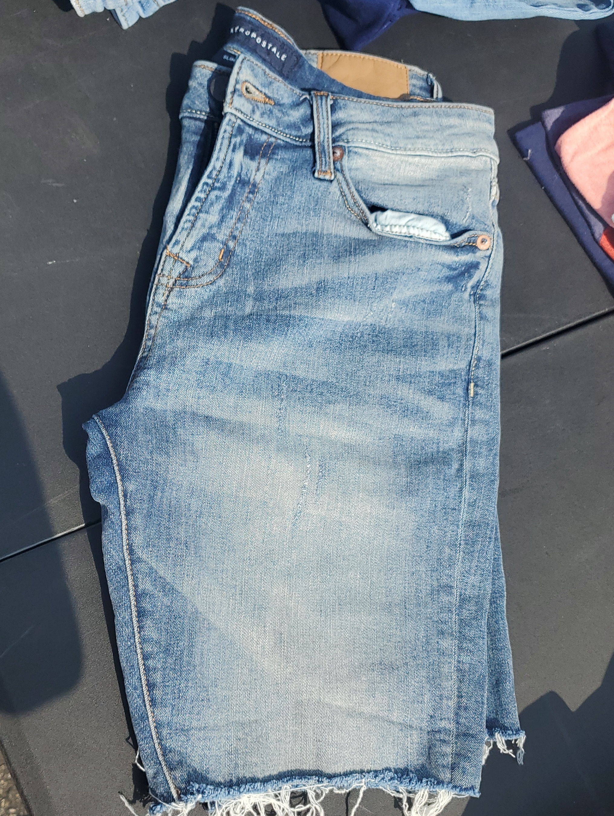 Young Men Aeropostale Slim Cutoff Size 28 Blue Jean Shorts